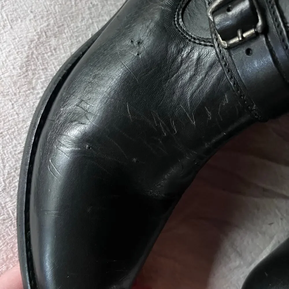 Frye Lindsay Spur Black Leather Tall Riding Boots NIB Size 9